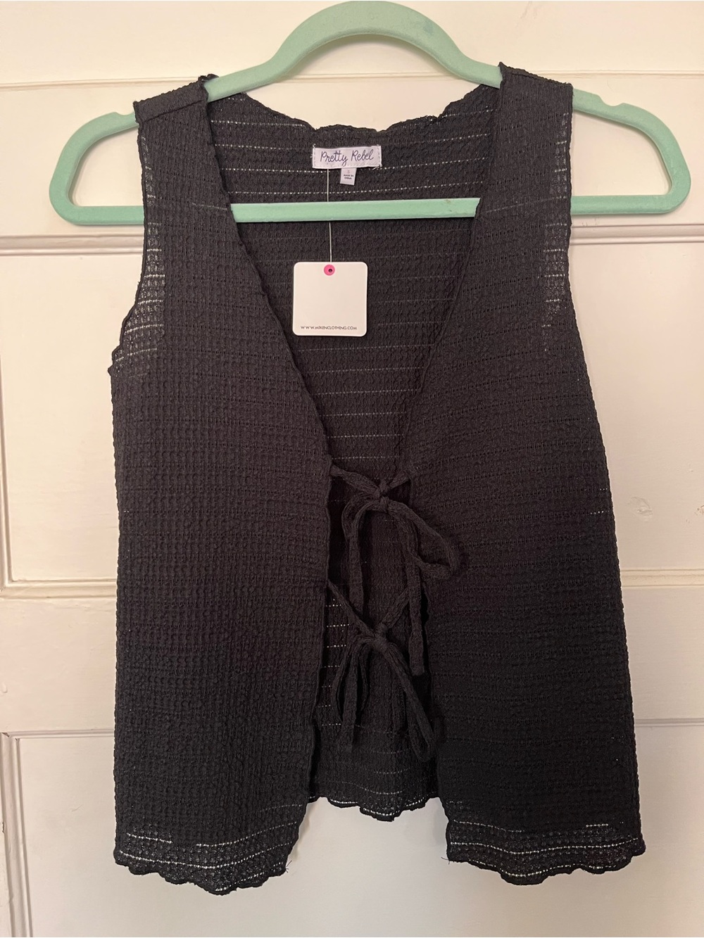 Pretty Rebel Black Tie-Front Vest